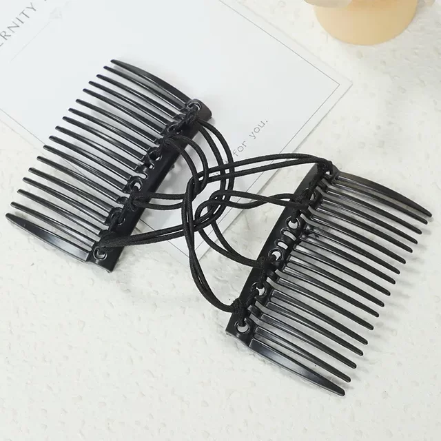 Korean Style New Double-Row Elastic Hair Comb, Insert Comb for Updo, Fashionable Styling, Lazy Person's Back-Of-Head Hair Styling Tool, Hair Accessory
