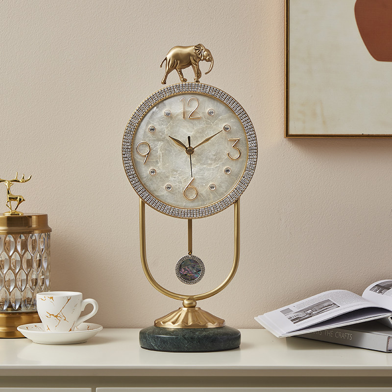 Light Extravagant Bell Terrace Belfry Eu Style Desktop Pendulum Clock clock Living room sitting bell high-end atmosphere muted fashion home-Taobao