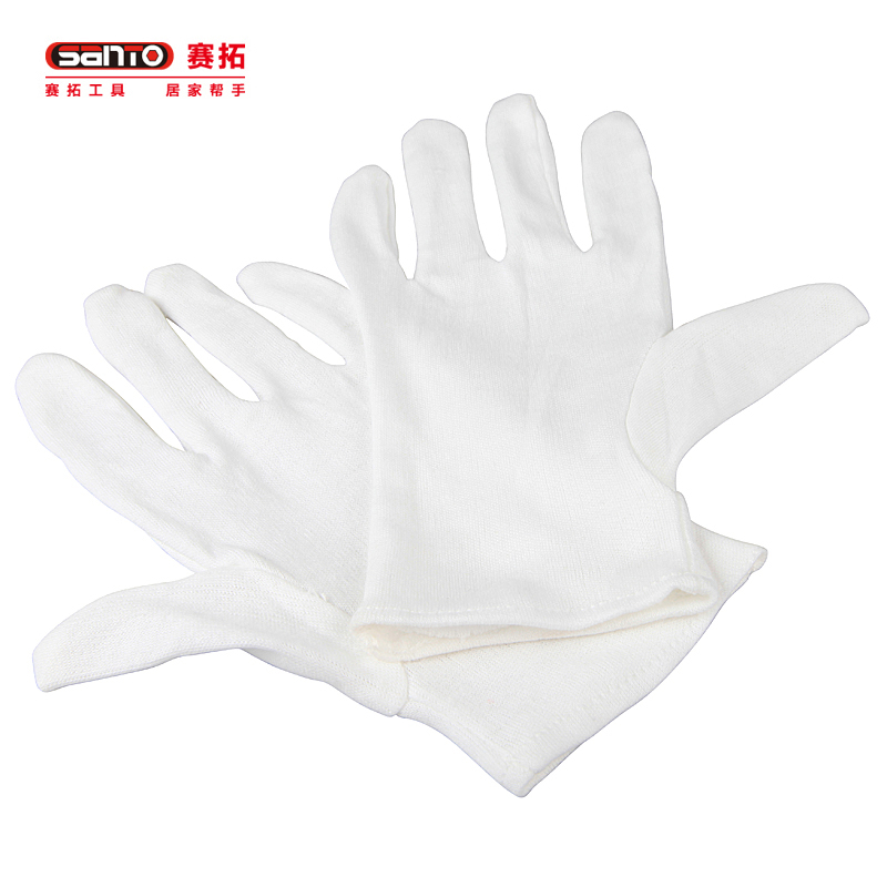 Sairio Pure White Homework Cotton Gloves Gift Instrument to play Jewelry Driver Banquet Parade Thin elastic Raubao