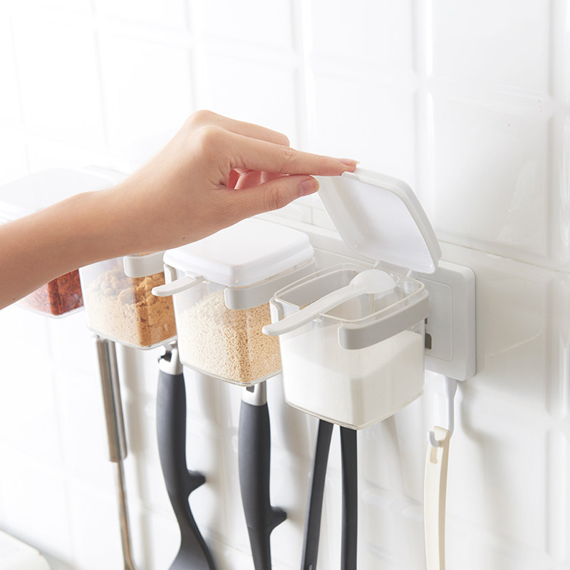 Seasoning box kitchen household seasoning tank one-piece combination salt oil pot seasoning bottle with rack set