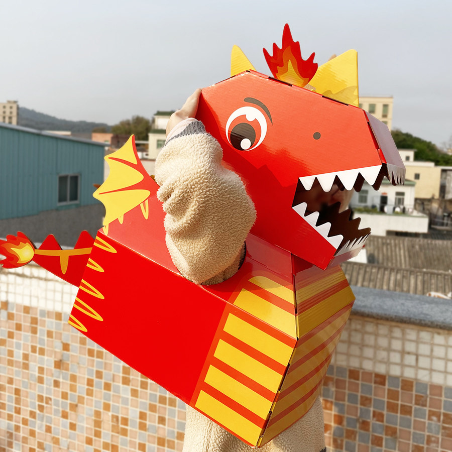 Douyin with the same dinosaur toy children's diy handmade carton model carton making wearable carton Tyrannosaurus Rex