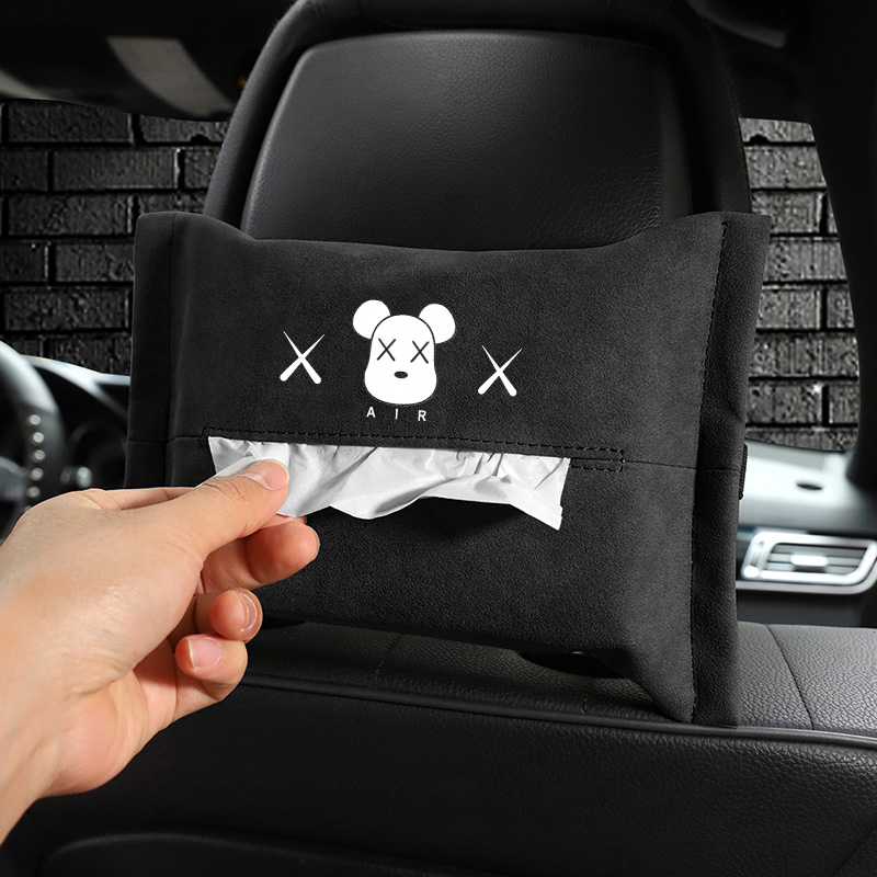 On-board Bear Tissue Box Crate Cardboard Box In-car Seat Back Hanging Paper Towel Cover Armrest Case Flip Fur Universal Napkin Bag-Taobao