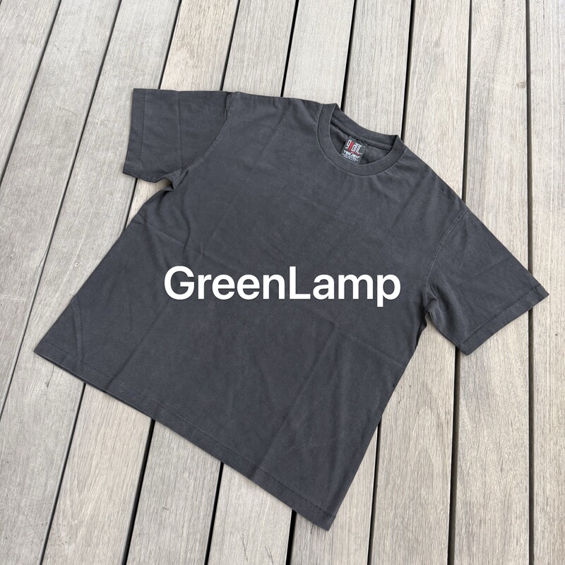 [in Stock] Green Light Independent High-Street Style Vintage Washed Gray T-Shirt, Can Be Worn on Both Sides