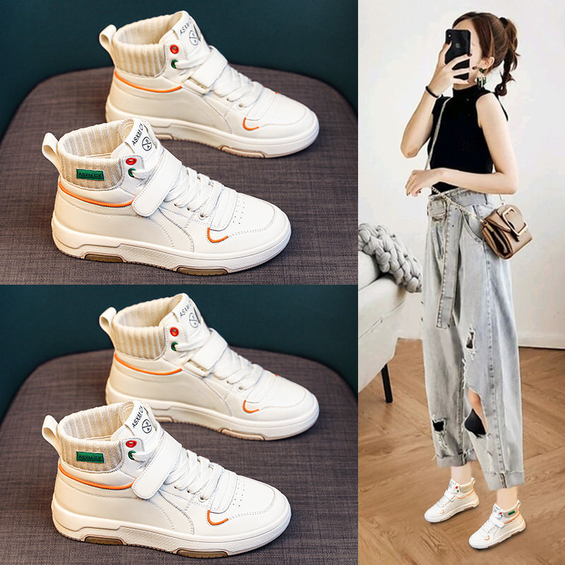 Small white shoes women genuine leather high cylinder 2021 new autumn and winter Korean version net red board shoes sports casual women shoes 2022 spring