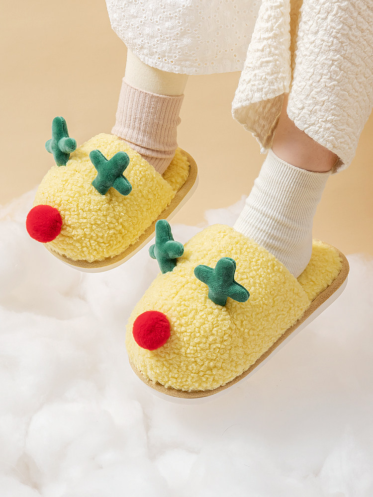 New children's cute cartoon plush cotton slippers boys and girls indoor home anti-slip parent-child slippers autumn and winter