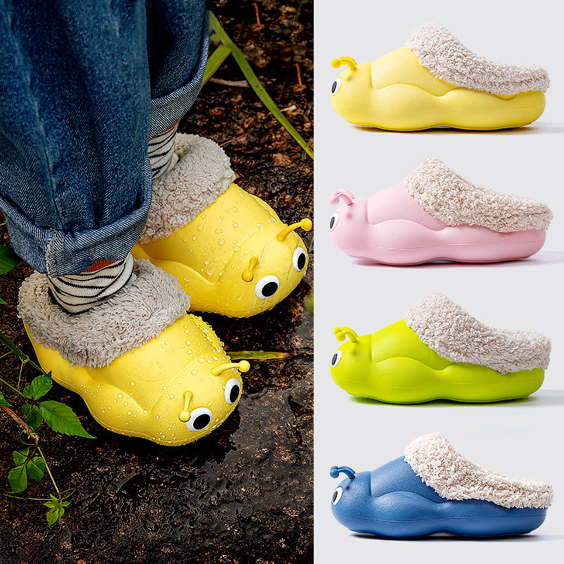 New winter waterproof children's cotton slippers boys cute cartoon indoor non-slip warm home shoes girls baby