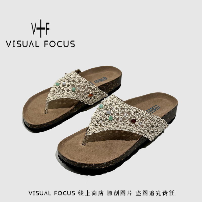 Visual Focus Candy-Crumb Design Thin-Soled Flip-Flops for Women 2026 Summer New Birkenstock Beach Shoes