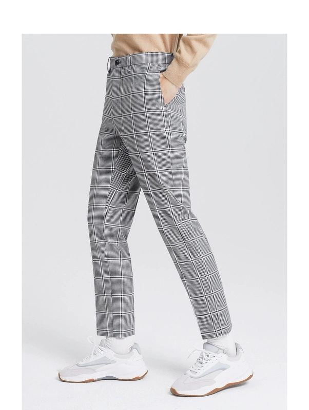 MECITY Male Ole Slim Kiểm tra kinh doanh Quần Houndstooth Trend Suit - Suit phù hợp