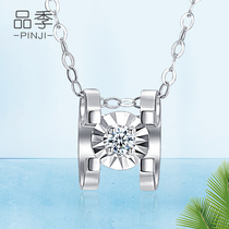  Product season horn female diamond classic four-claw necklace 18K gold diamond pendant necklace AU750 set of chains new