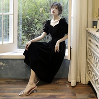 Черное длинное вечернее платье, коллекция 2023, средней длины