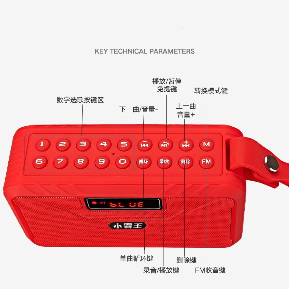 Xiaobawang W21 Bluetooth Mini Speaker Portable Radio Recorder with Card Slot, USB Drive Slot, and Headphone Jack