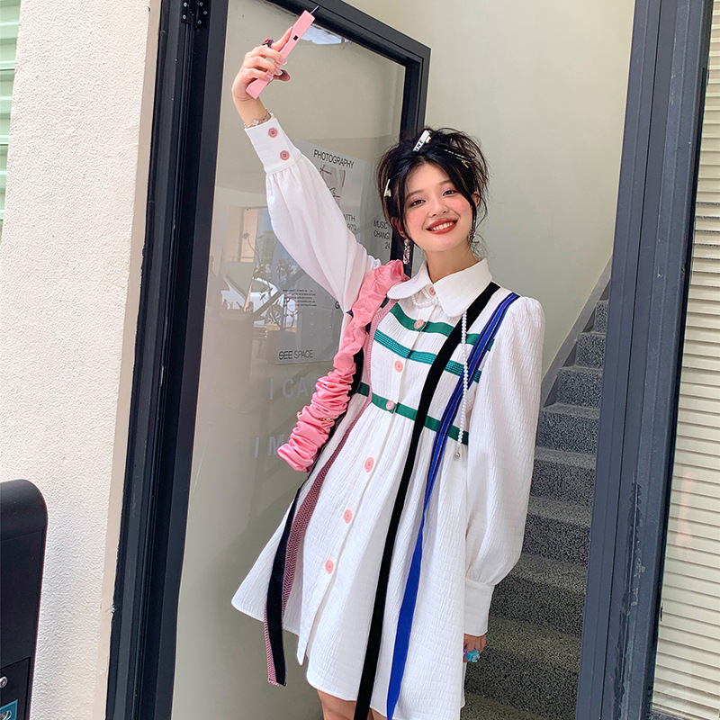Chestnut's Wardrobe 2023 Summer New small crowddesign Sensation Webbing of Woven Fabrics with Lean Foreign Air Dress-Taobao