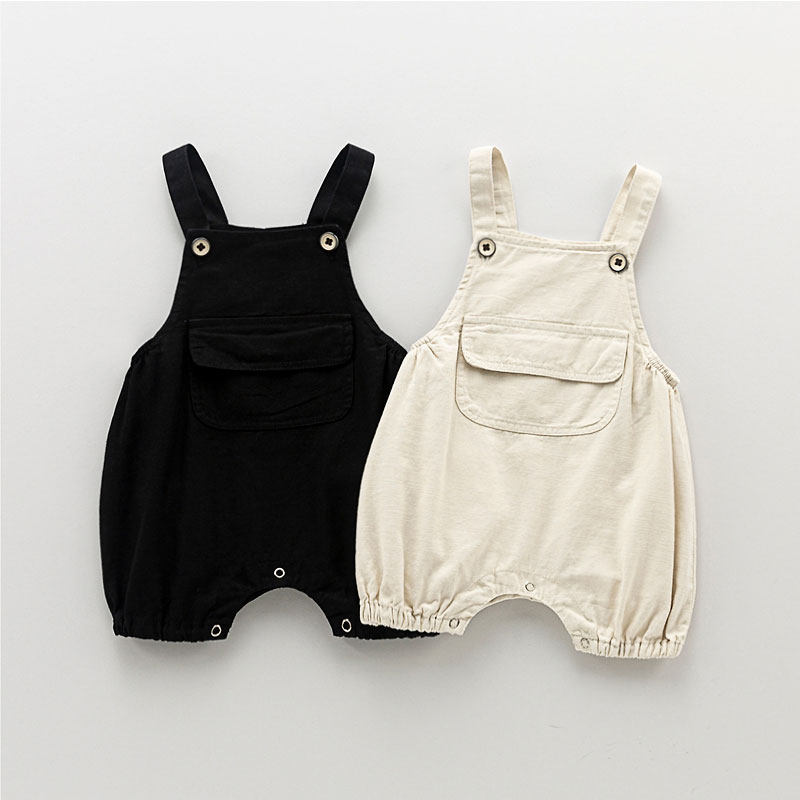 Baby strap pants summer thin boy shorts open girl children's combined pants pure cotton cranks tide