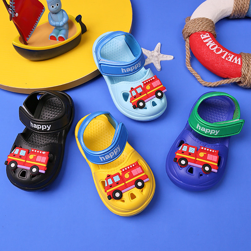 Car Pattern Men's Treasure Shoes Summer Style 2022 New Dongle Shoes Three-year-old Boy Toddler Child Baotou Non-slip Sandals Soft