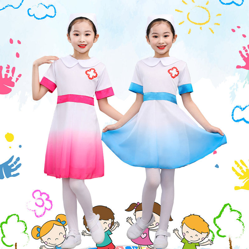 61 children's anti-epidemic theme plays out as nurses play dress anti-epidemic dance suit kindergarten girl's foreign dress
