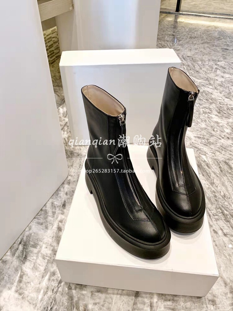 The Row Martin boots women's Liu Wen same style short boots front zip Chelsea boots ankle boots women's boots platform shoes