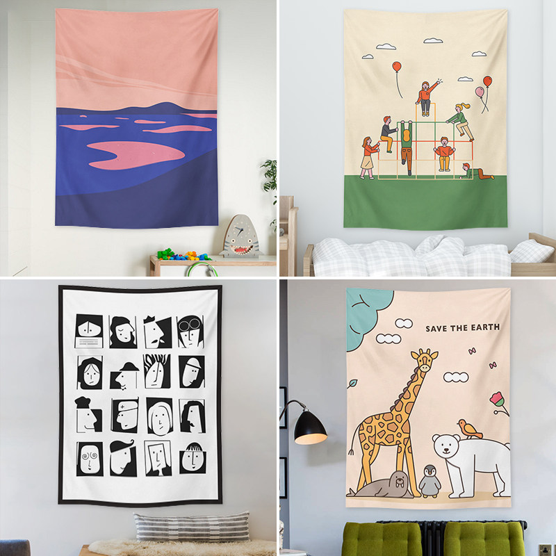 Brief Joins Wind Background Cloth Hanging Cloth Headboard Dorm home room Placement Decorative Wall Fabric Red Live Tapestry