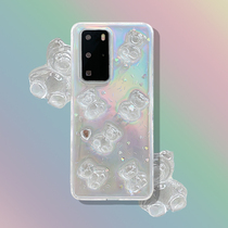 ins Wind cartoon Three-dimensional love bear for Huawei mate30 mobile phone case nova5pro drops soft shell p40 transparent anti-drop nova7se 6 Net red cute women