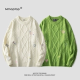 Мужской демисезонный японский абрикосовый свитер для влюбленных, зеленый трикотажный кардиган, увеличенная толщина