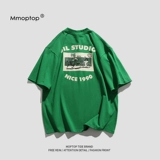 Tide, летняя ретро зеленая хлопковая футболка, в американском стиле