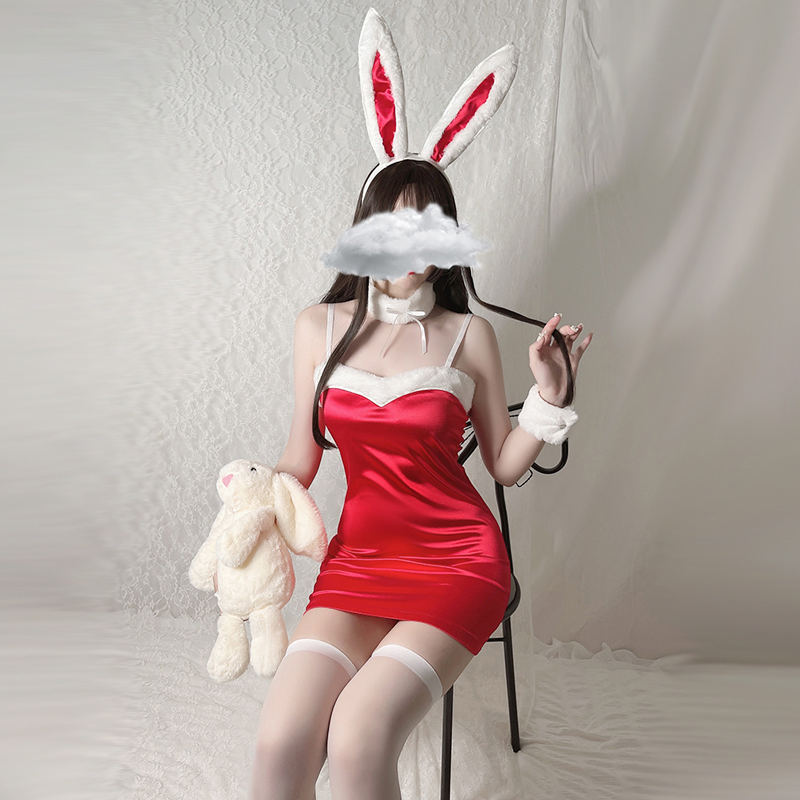 Courtesan Ji: Sexy Rabgirl cos Uniform Temptation Harness Bag Hip Skirt Pyjamas Pants Set Up for Christmas Halloween New