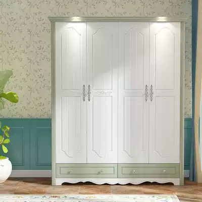 Carpenter Korean pastoral country Mediterranean style solid wood board combined with four or five door wardrobe wardrobe wardrobe