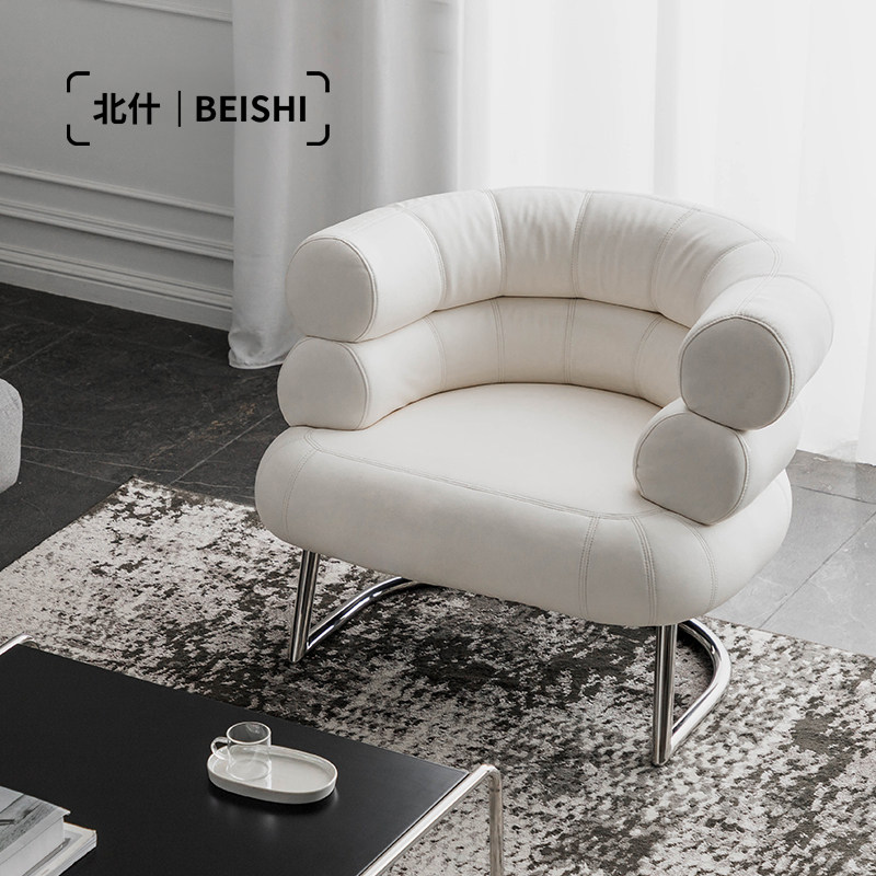 Beishi designer sofa chair single living room light luxury PU leather business leisure single chair study modern creative chair