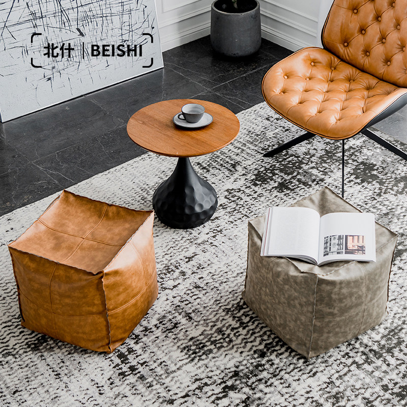 Nordic simple household square stool light luxury living room sofa stool net red ins balcony sitting pier bedroom low stool changing shoe stool