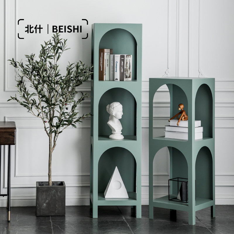 North Ash Shelf Shelf Nordic Living Room Grid Storage Containing Layer Shelf Small Family Type Iron Art Multifunction Show Shelf