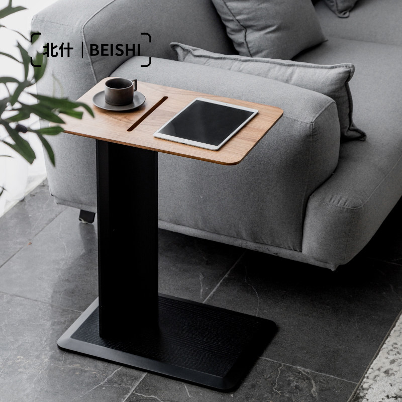 Beishi bedside table computer solid wood home writing square table living room C-shaped sofa side a few Nordic lazy small table