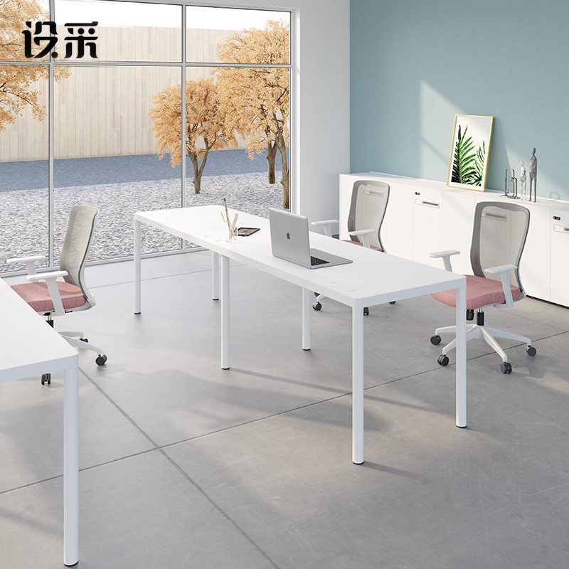 White desk single simple modern 2-person office desk staff office furniture
