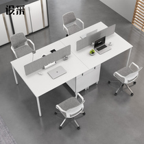 Staff desk 6 People designer office simple white staff station office table and chair combination 4 people