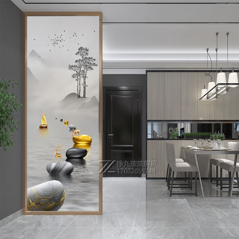 Light Extravagant Modern Art Fiberglass Frosted Light Transmission Screen Partition Living Room Genguan Make-up Room Dry Area Small Family