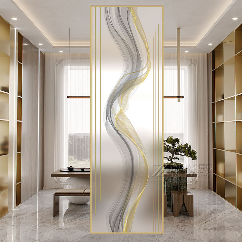 Customized modern minimalist art glass living room entry porch shoe cabinet screen bedroom partition decoration block light luxury