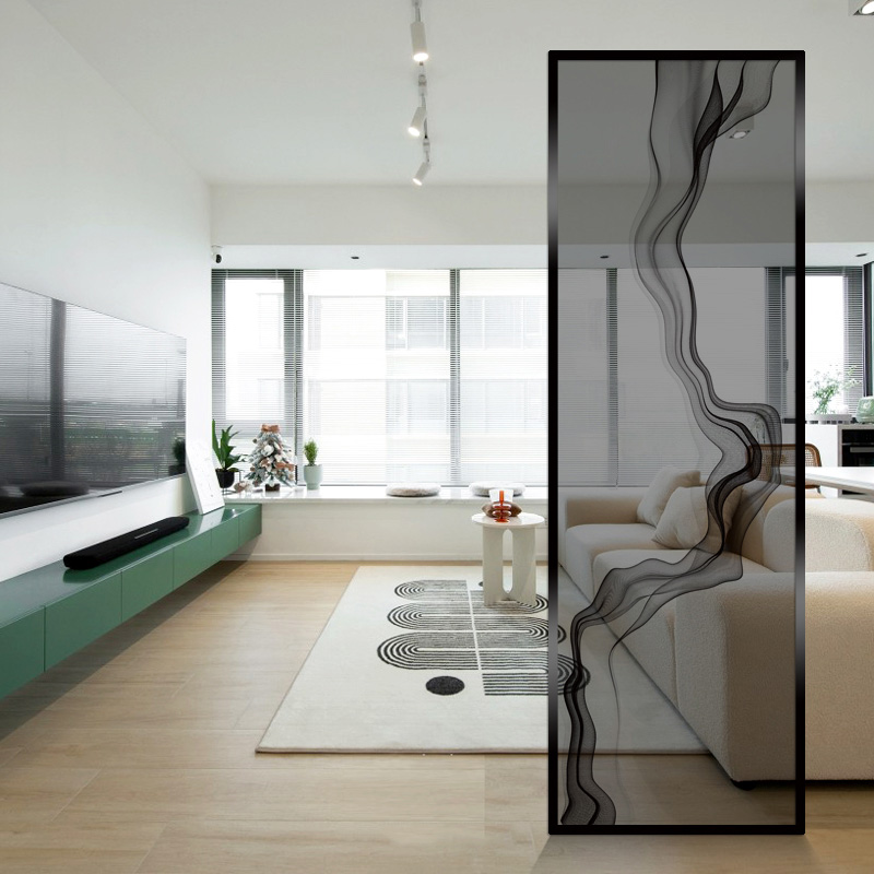 Color Art Glass Customized Process Screen partition of the modern simple light luxury washing hands dry and wet separation wall