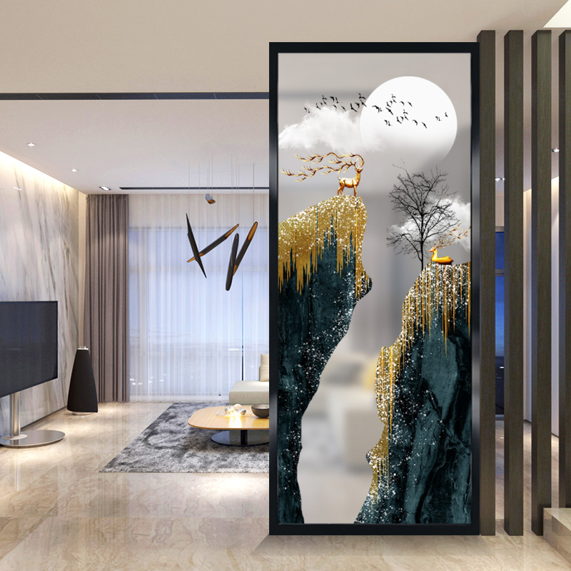 Living room glass screen partition wall modern minimalist decoration bedroom blocking home entry porch light luxury small apartment