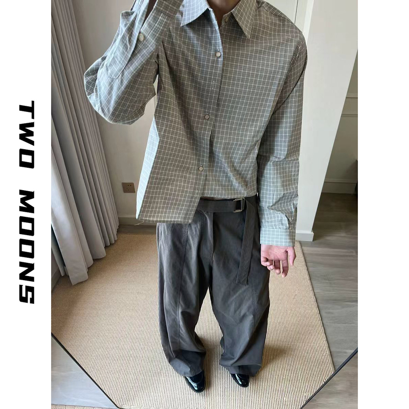 Twomoons Two-Moon Intellectual Shirt Basic Long-Sleeve Elegant Versatile Vibe Style Patterned Shirt for Men