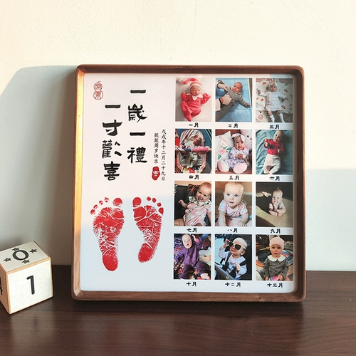 Детские памятные отпечатки рук и ног, фотография, фоторамка из натурального дерева, чернильная подушечка, делается под заказ