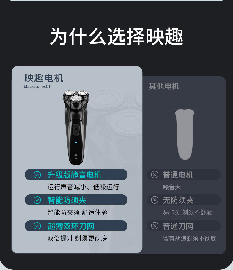 小米有品 映趣 电动剃须刀 3D刀头 图5