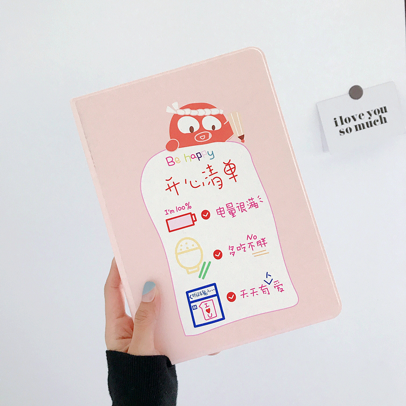 Creative cute text iPad mini5 protective case 9 7ipd air3 2 leather case Pro10 5pad2018 2019 new 1 4 apple