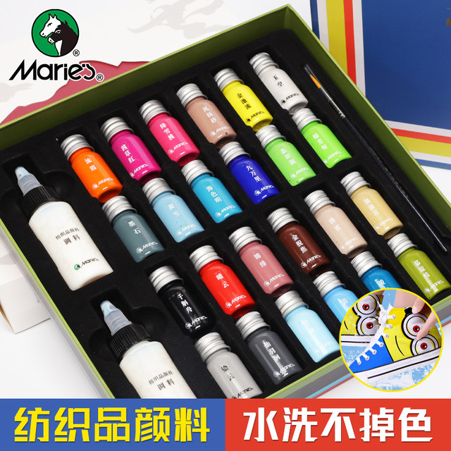 Mali Brand Western Region Professional Textile Paint Waterproof and Sunproof DIY Hand-Painted Clothes T-Shirt Canvas Shoes Bottle Hand-Painted Shoes Materials Special Graffiti Dye for Painting Shoes Not Easy to Fade