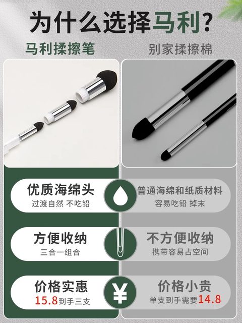 Marley portable sketch erasing pen for art students special highlight detail shadow erasing pen tool set rub tissue paper pen eraser sponge sassafras pen full set of paint