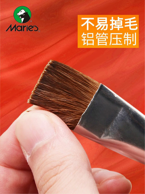 Marley brand water chalk art students with flat head horse hair bristle 6-pack gouache brush set for beginners fan-shaped acrylic oil paint row brush adult professional hand-painted watercolor
