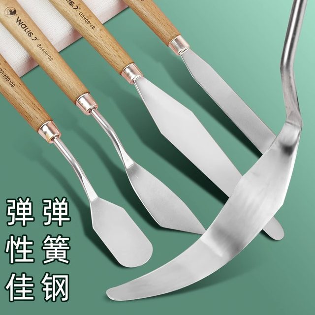 Marley Oil Painting Scraper Acrylic Gouache Paint Pick Knife Color Art Scraper Palette Knife Spatula Texture Knife Pick Knife Pointed Round Head Flat Head Large Tip Small Tip Flat Scraper Soft Neutral Art Supplies