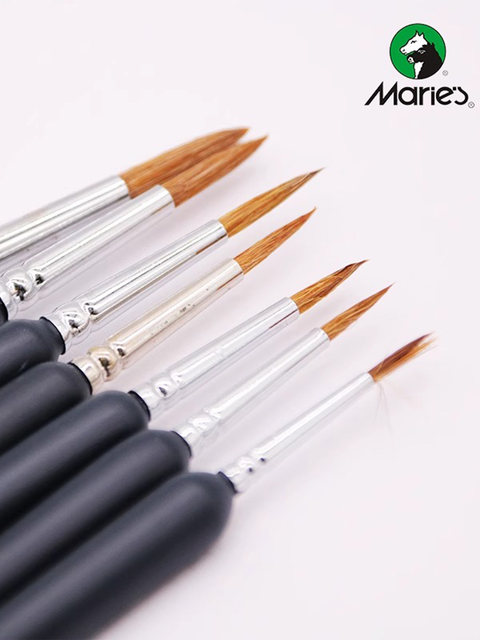 Marley Brand Wolf Hair Fine Line Pens, Oil Painting Watercolor Brushes, Gouache Acrylic Hand-Painted Extra Fine Detail Outlining Pen Set, Fine Line Drawing Pen for Traditional Chinese Painting, Soft Bristle Art Student Use