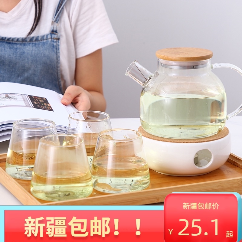 (Xinjiang) Fruit teapot set English afternoon tea candle heating glass bubble tea combination Japanese style
