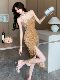 Gold High-End Sequin Suspender Dress for Women, Shiny, Light Luxury, Elegant, Classy Party Evening Dress