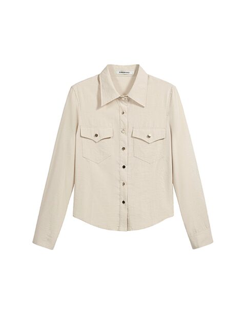 2025 Spring New Design Niche Shirt Old Money Style Pocket Long Sleeve Shirt Women's Casual Versatile Top