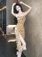 Gold High-End Sequin Suspender Dress for Women, Shiny, Light Luxury, Elegant, Classy Party Evening Dress