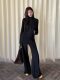 2025 Autumn and Winter New Style Stand-Up Collar Slim-Fit Long-Sleeved Jacket Top and Elegant Loose Wide-Leg Pants Two-Piece Suit for Women